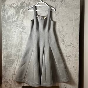Du Paradis Anthropologie Grey Full Skirt Neoprene Midi Dress Medium